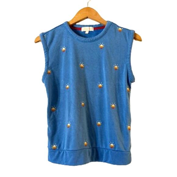 PJ Salvage Loungewear Sun Out Tank Top Size XS Blue Sleeveless Boxy Terry Knit - Picture 2 of 9